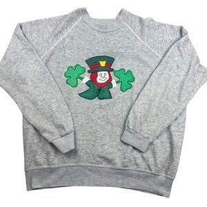 Vintage 80s Sportswear‎ Leprechaun Shamrock St Patricks Day Irish Sweatshirt